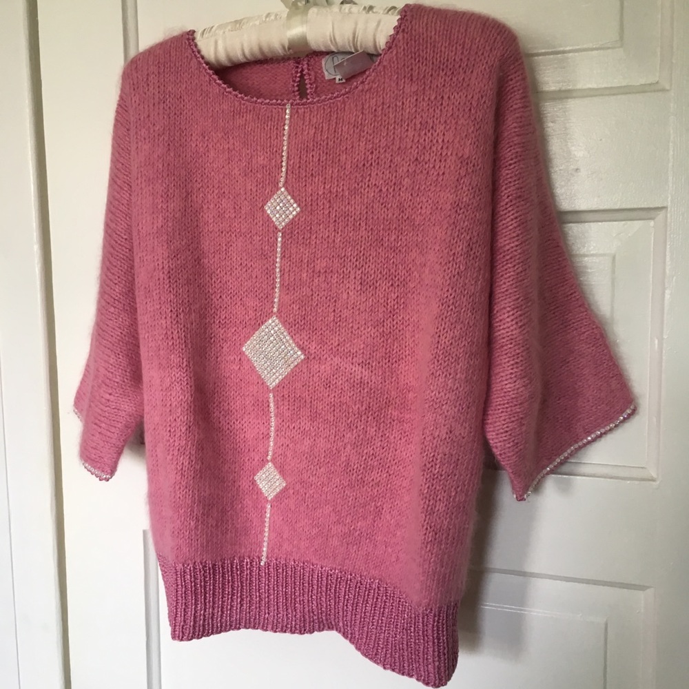 Vintage rhinestone angora sweater